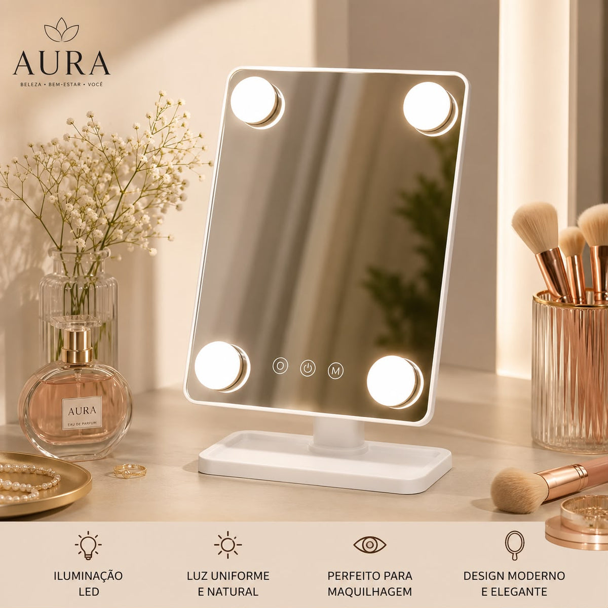 Espelho de Maquilhagem LED -AuraMirror