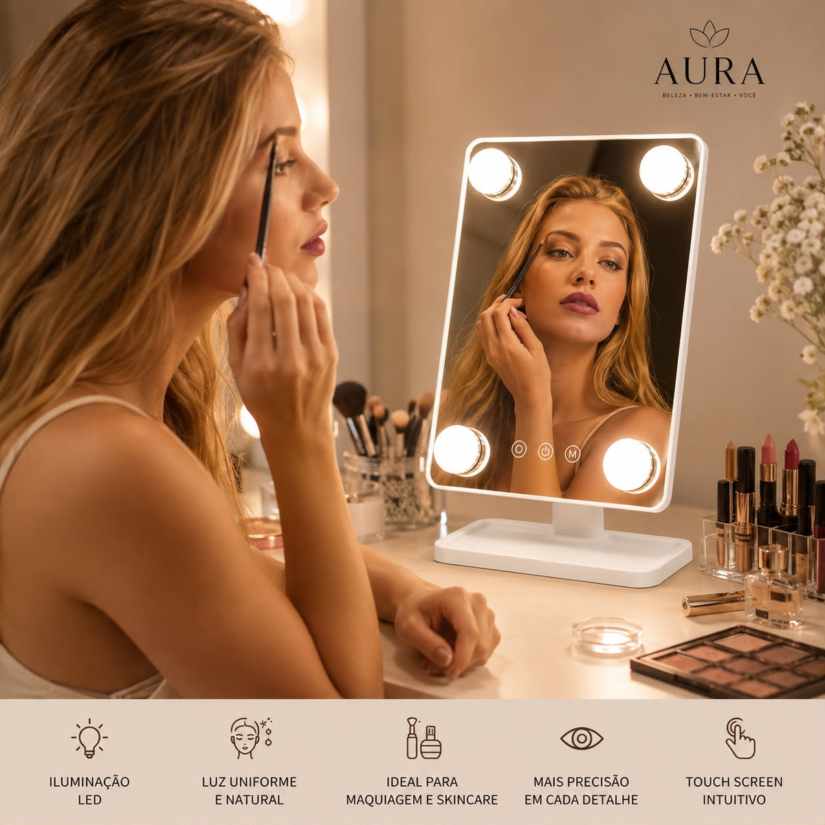 Espelho de Maquilhagem LED -AuraMirror