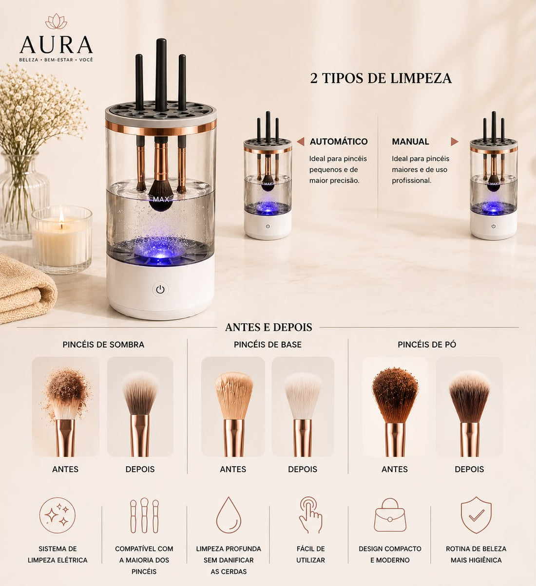 Limpador Elétrico de Pincéis-AuraClean