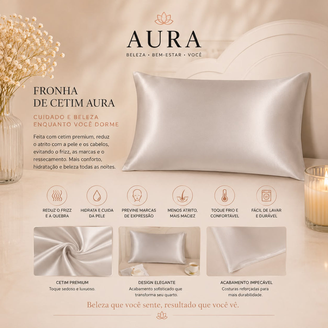 Fronha de Cetim Premium-AuraRest